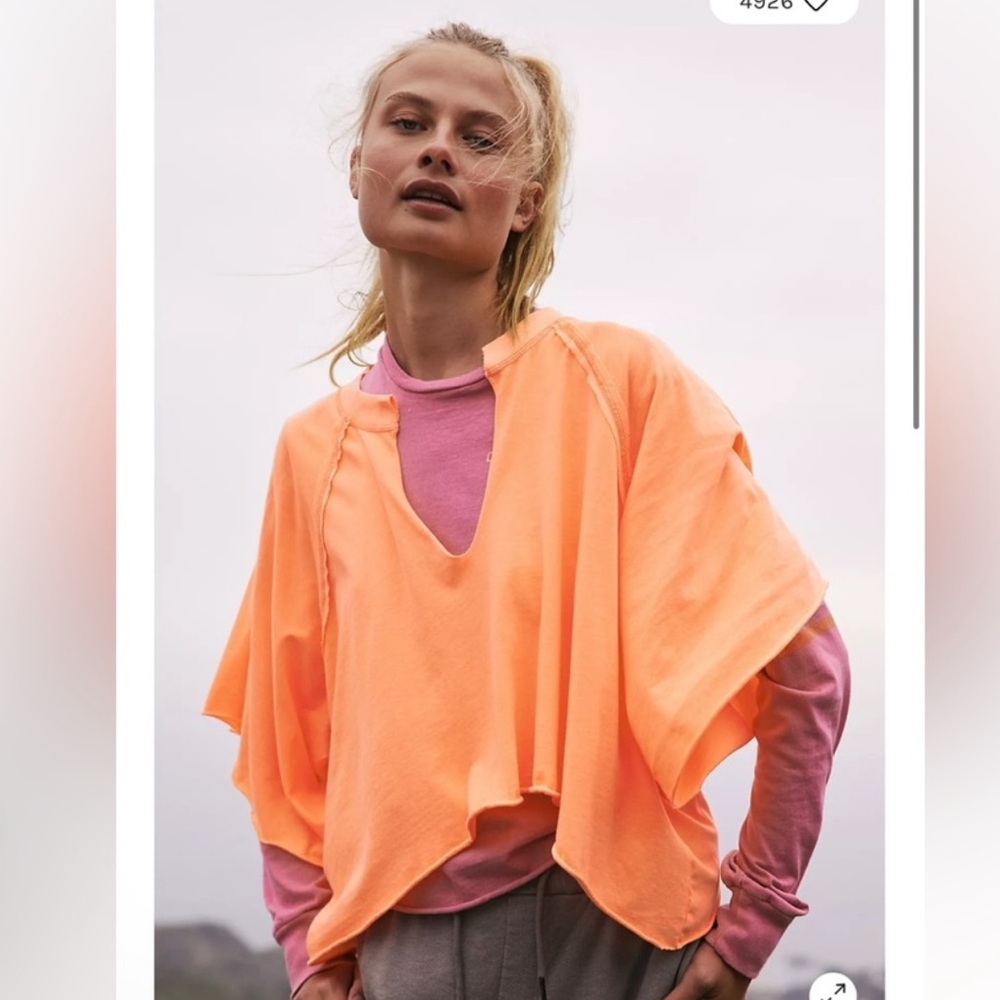 NWOT Free People FP Movement Reflect Tee in Orange, Size S